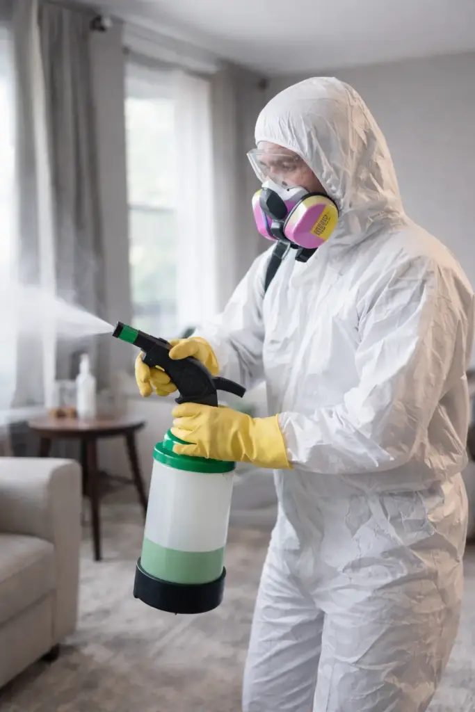 Image of a person de-contaminating a room.